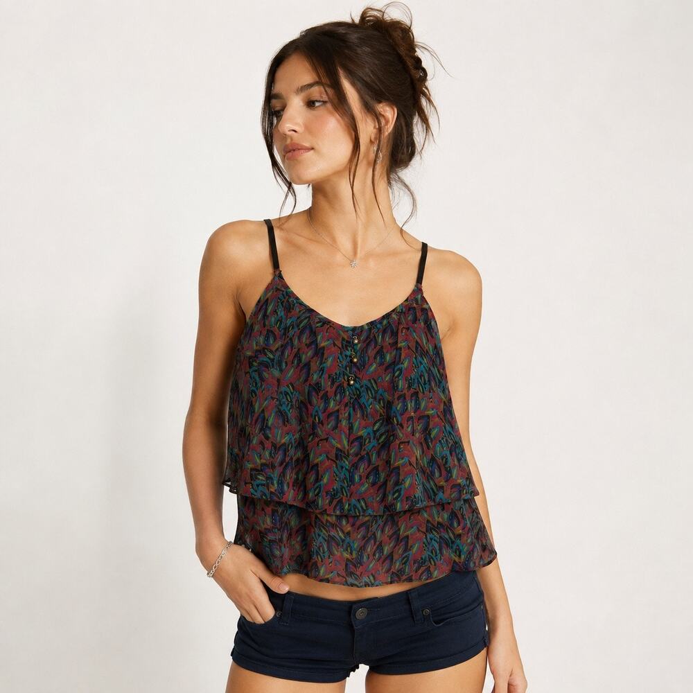 Aerie Tank Top Womens Medium Y2K Sheer Chiffon
